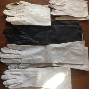 4 pairs vintage leather gloves, one pair cotton
